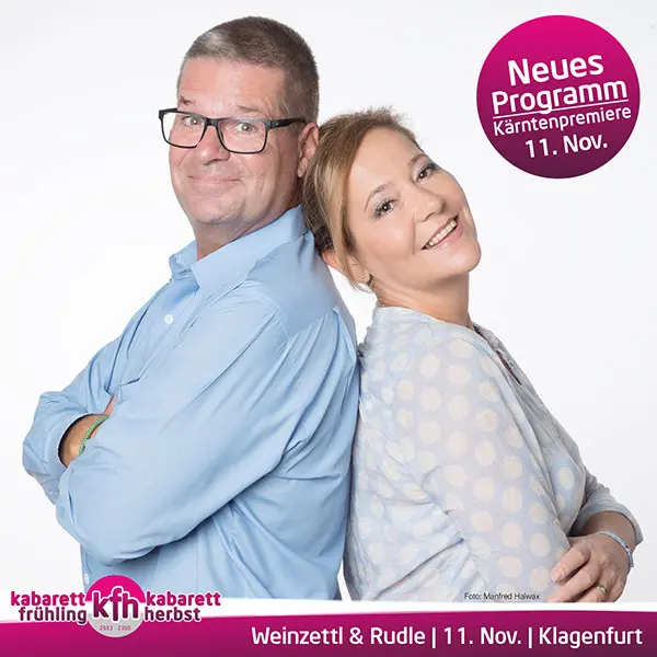 Kabarett mit Gerold Rudle und Monica Weinzettl live im Konzerthaus Klagenfurt am 11. November 2023